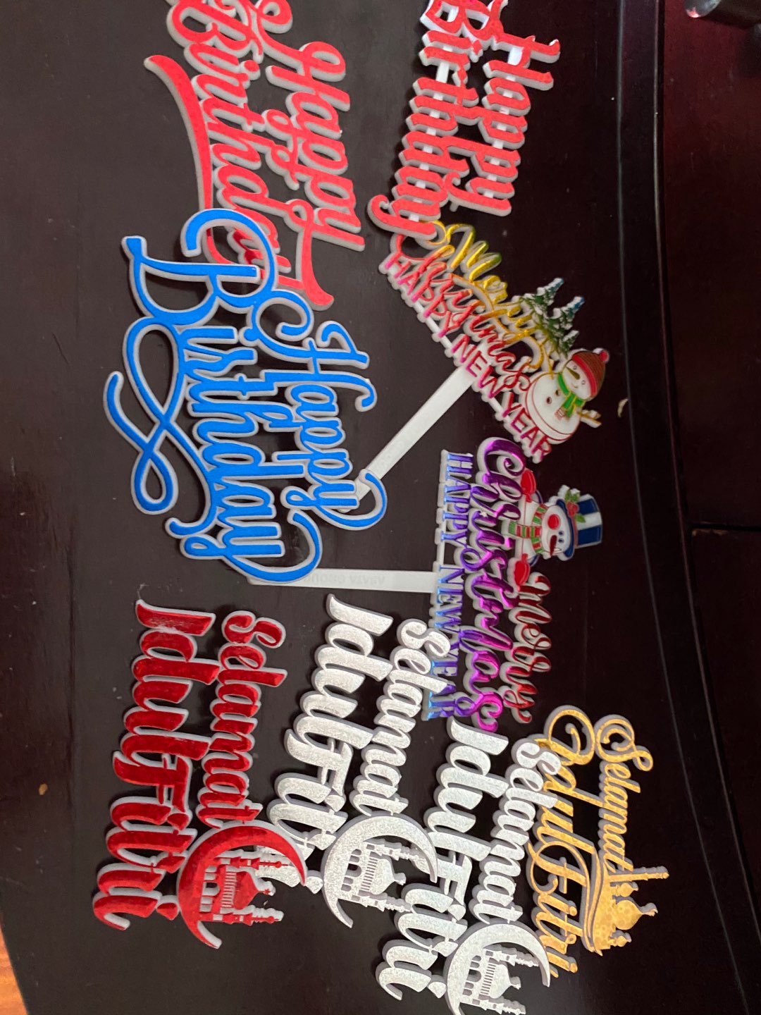 Ti-0133-b Cake Topper Tulisan Idul Fitri Lebaran Tempel Masjid Merah