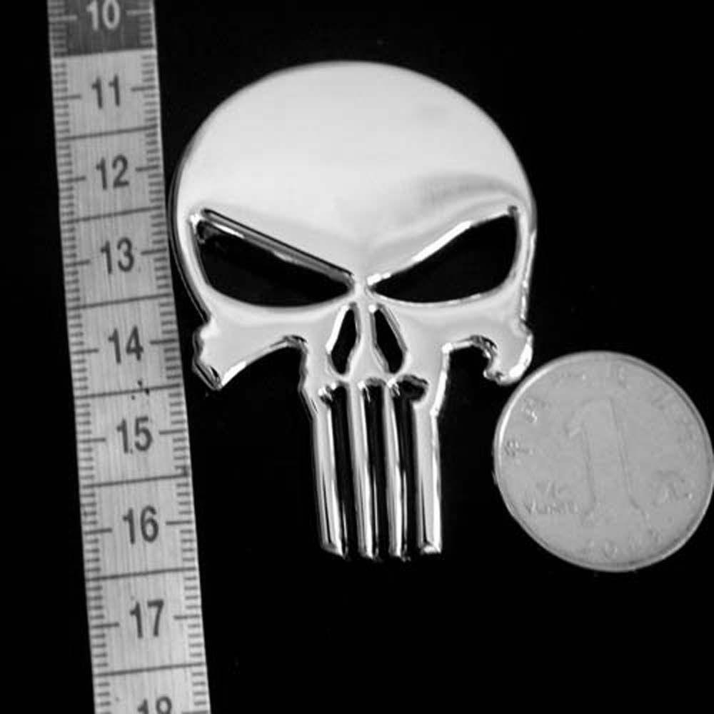 Lanfy Stiker Mobil Hitam Sliver Metal Skeleton Skull Decal Punisher Skull Emblem Punisher Emblem Auto Decal Mobil Styling