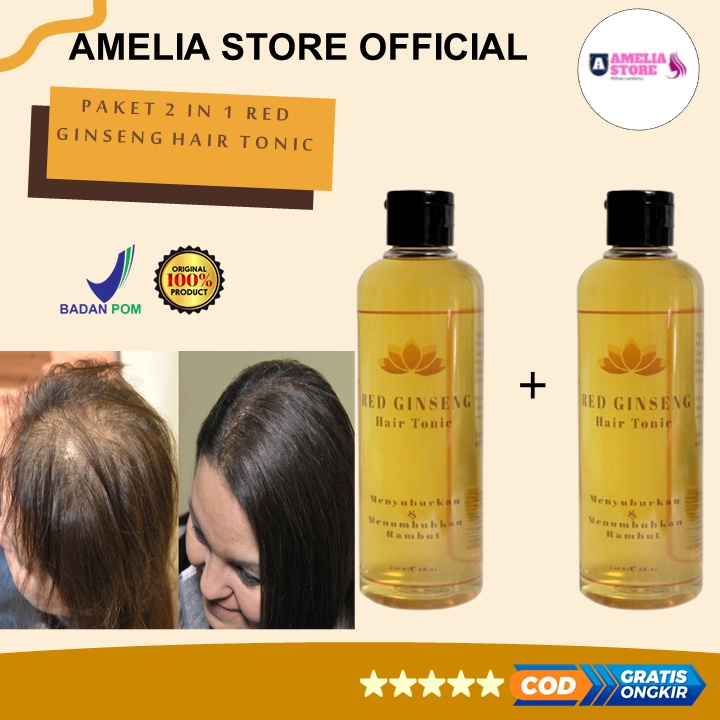 Paket 2in1 Red Ginseng Hair Tonic Vitamin Obat Treatment Perawatan Penumbuh Pelebat Rambut Rontok Da