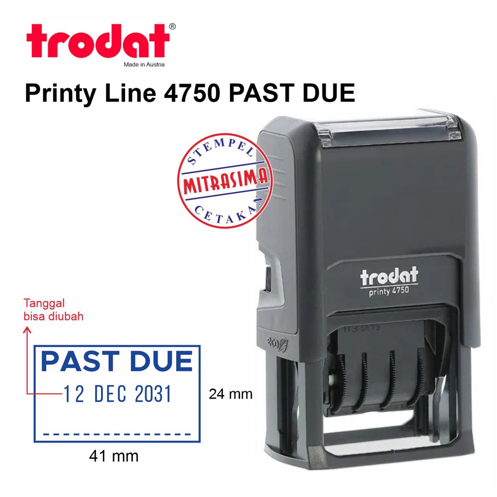 

Stempel Trodat 4750 PAST DUE dengan tanggal ditengah