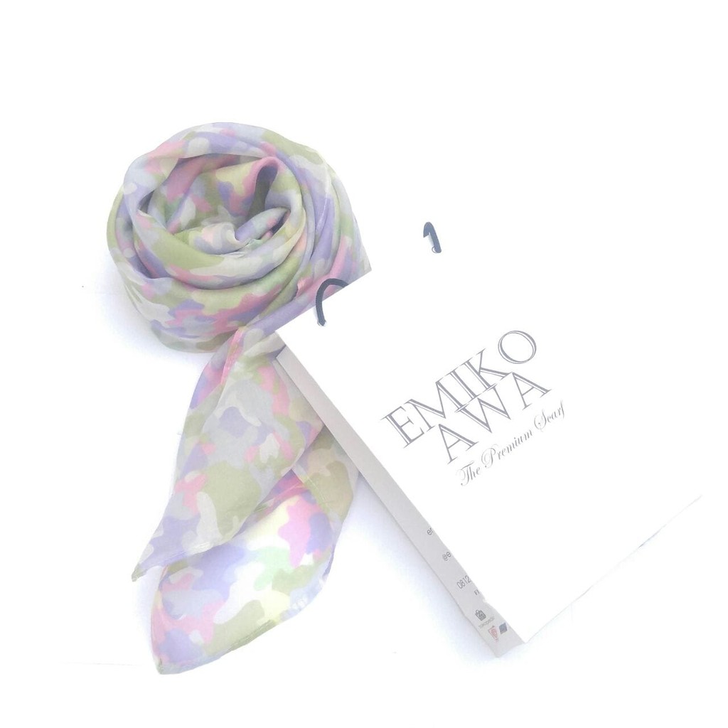 TERLARIS Kerudung Segiempat Motif AbiPurple/Hijab / Jilbab / Emikoawa /Organza