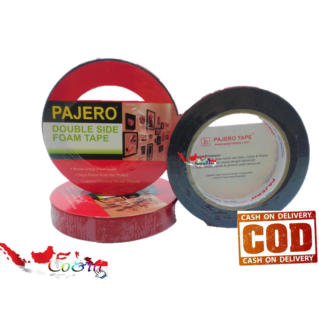 ISOLASI DOUBLE TAPE PAJERO FOAM HIJAU (1&quot;X4M) / ISOLASI DOUBLE TAPE PAJERO PUTIH 12MMX10Y(8M)