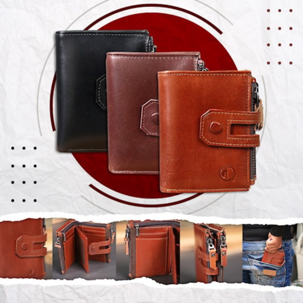 Dompet Kulit Pria Dompet Slot Kartu Pria Lipat Kulit Sapi Asli Dompet Kulit Keren Terbaru Multifungsi Kualitas Premium Original D004 KUALITAS TERJAMIN MEMUASKAN