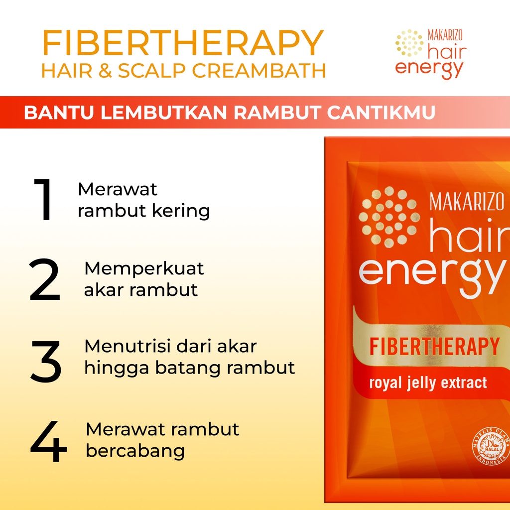 Makarizo Hair Energy Fibertherapy Hair & Scalp Creambath Royal Jelly 15 mL / Perawatan Rambut-3