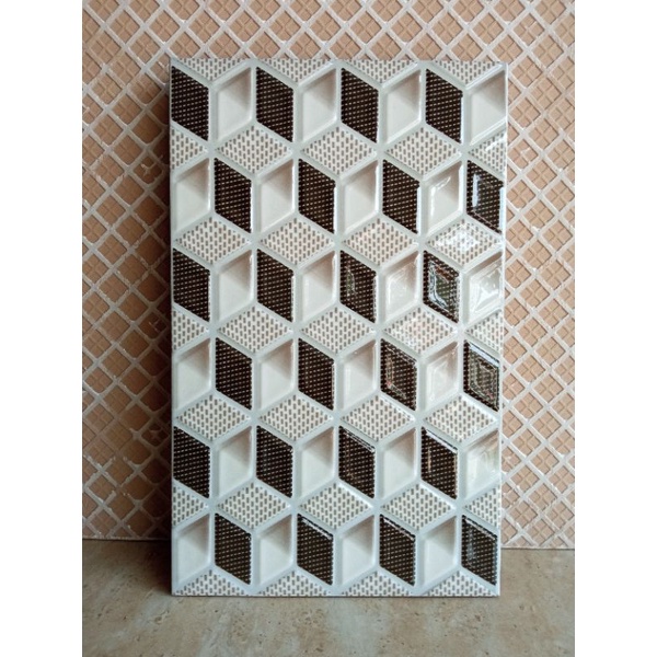 {ONGKIR DILUAR APLIKASI} Keramik dinding Glossy 25x40 NAOMI motif mozaik timbul