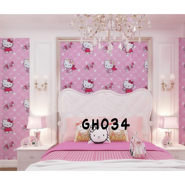 Wallpaper Dinding Motif Hellokitty Best Seller 1 Roll 45Cm X 9m