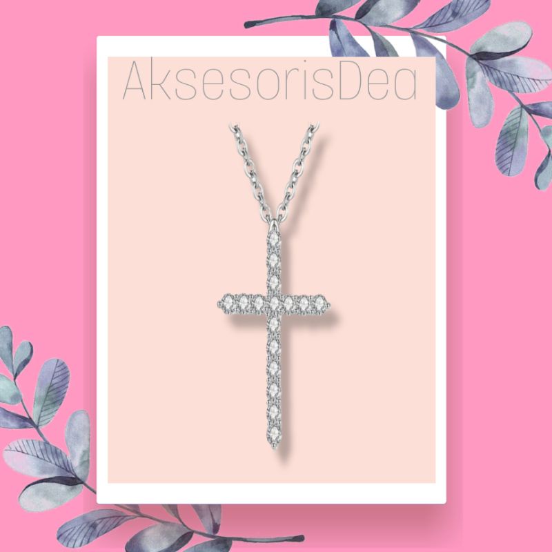 KALUNG TITANIUM RANTAI NURY BANDUL SALIB PERMATA