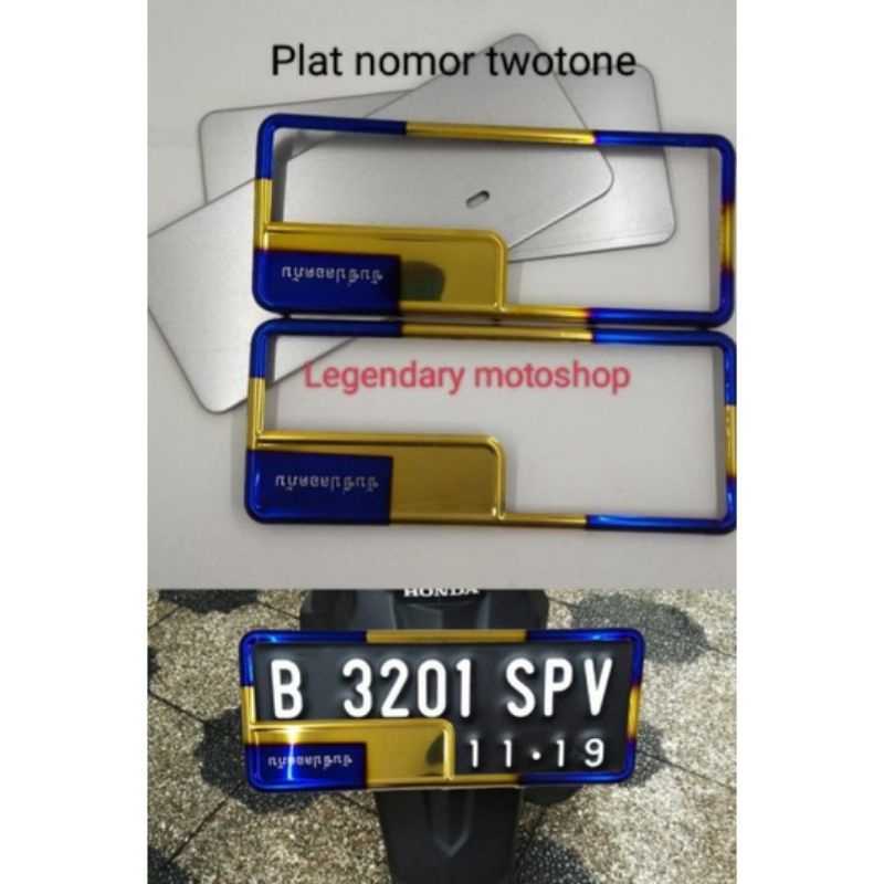 PLAT NOMOR MOTOR/BINGKAI PLAT NOMOR TWOTONE Model A