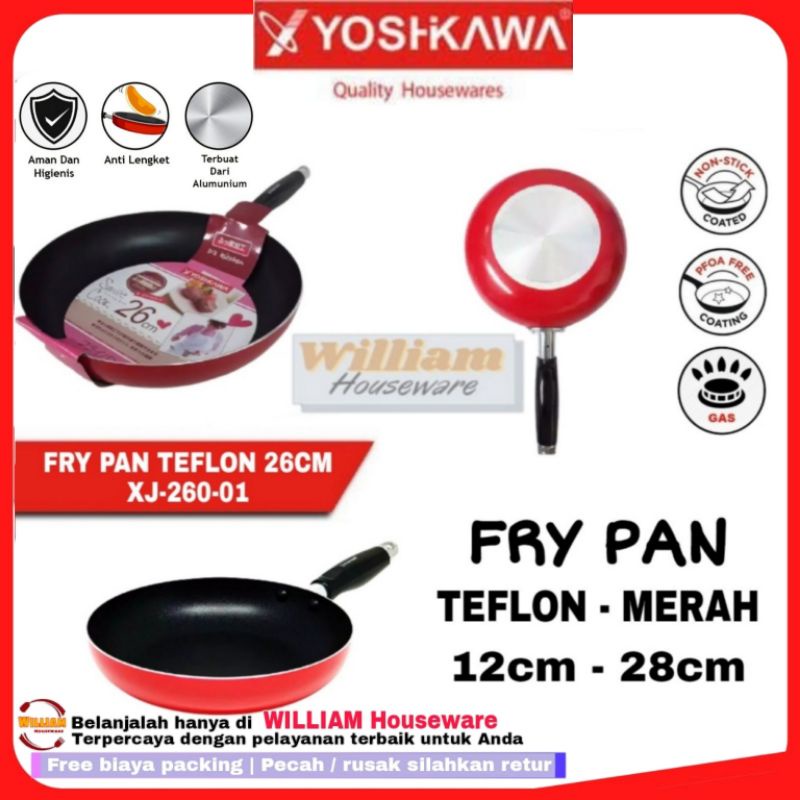 Yoshikawa Wajan Teflon  Fry Pan Anti  Lengket  10 28cm 