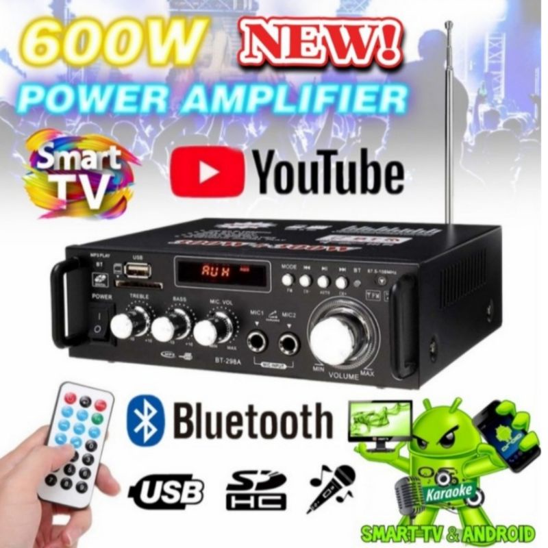 AMPLIFIER BLUETOOTH USB AK AUDIO HOME THEATER FM RADIO KARAOKE ANDROID TV NEW