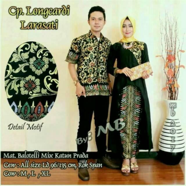 Batik couple pandawa larasati, batik couple longcardi larasati, kebaya sarimbit pandawa longcardi