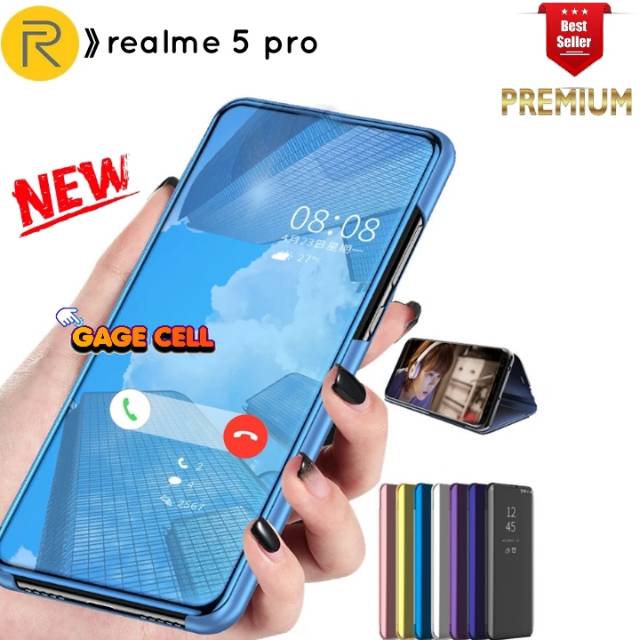 FLIP CASE MIRROR 360 REALME 5 PRO STANDING CASE-HARDCASE FLIP COVER REALME 5PRO LIPAT CERMIN PREMIUM