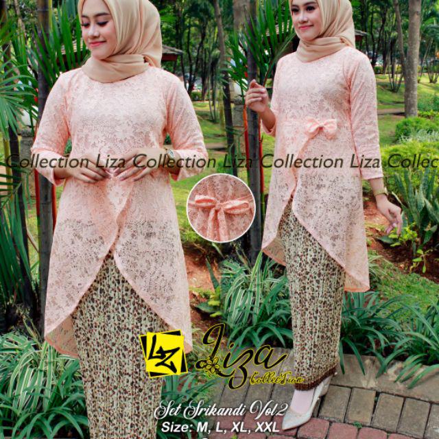 TERLARIS - SET KEBAYA SRIKANDI BRUKAT MODERN / KEBAYA TUNIK KURUNG KEKINIAN / KEBAYA NIKAH KONDANGAN / SALEM MOCCA NAVY SILVER-Set cream