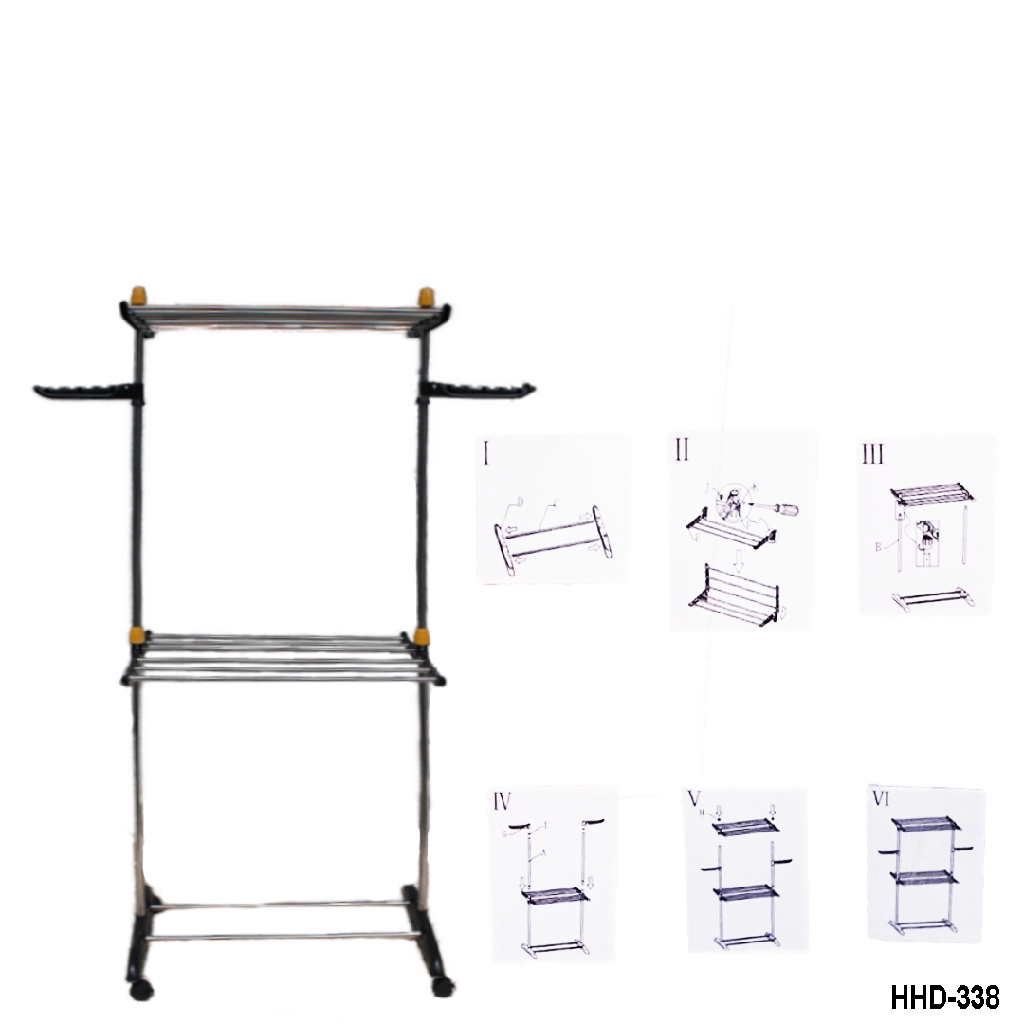 HHD-338 DOUBLE FOLD HANGER jemuran 2 tingkat gantungan baju outdoor