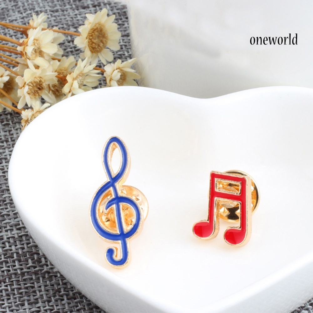 OW@ 1Pc Unisex Cartoon Music Note Lapel Badge Pin Jeans Decor Enamel Brooch Pin