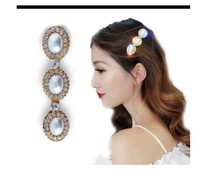 Jepit Rambut Korea Baroque Pearl Simple Diamond Retro Palace