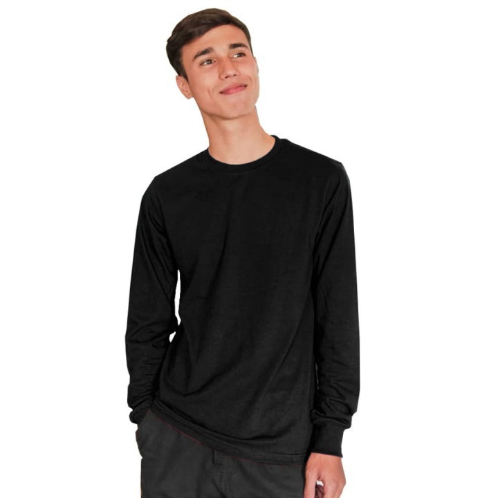 Kaos polos cotton combad 24s tanpa jahitan samping merk merchons lengan panjang