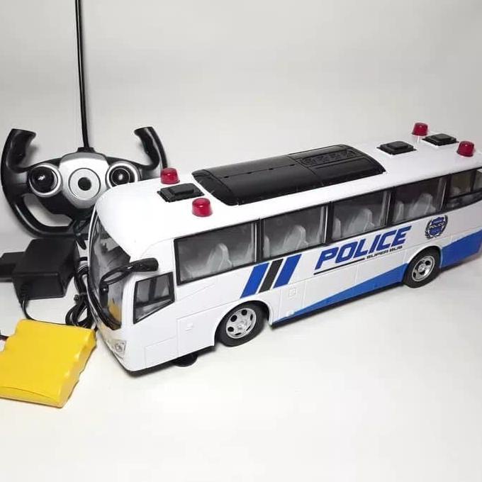 Mainan anak remote control mobil bus polisi police bus RC besar box