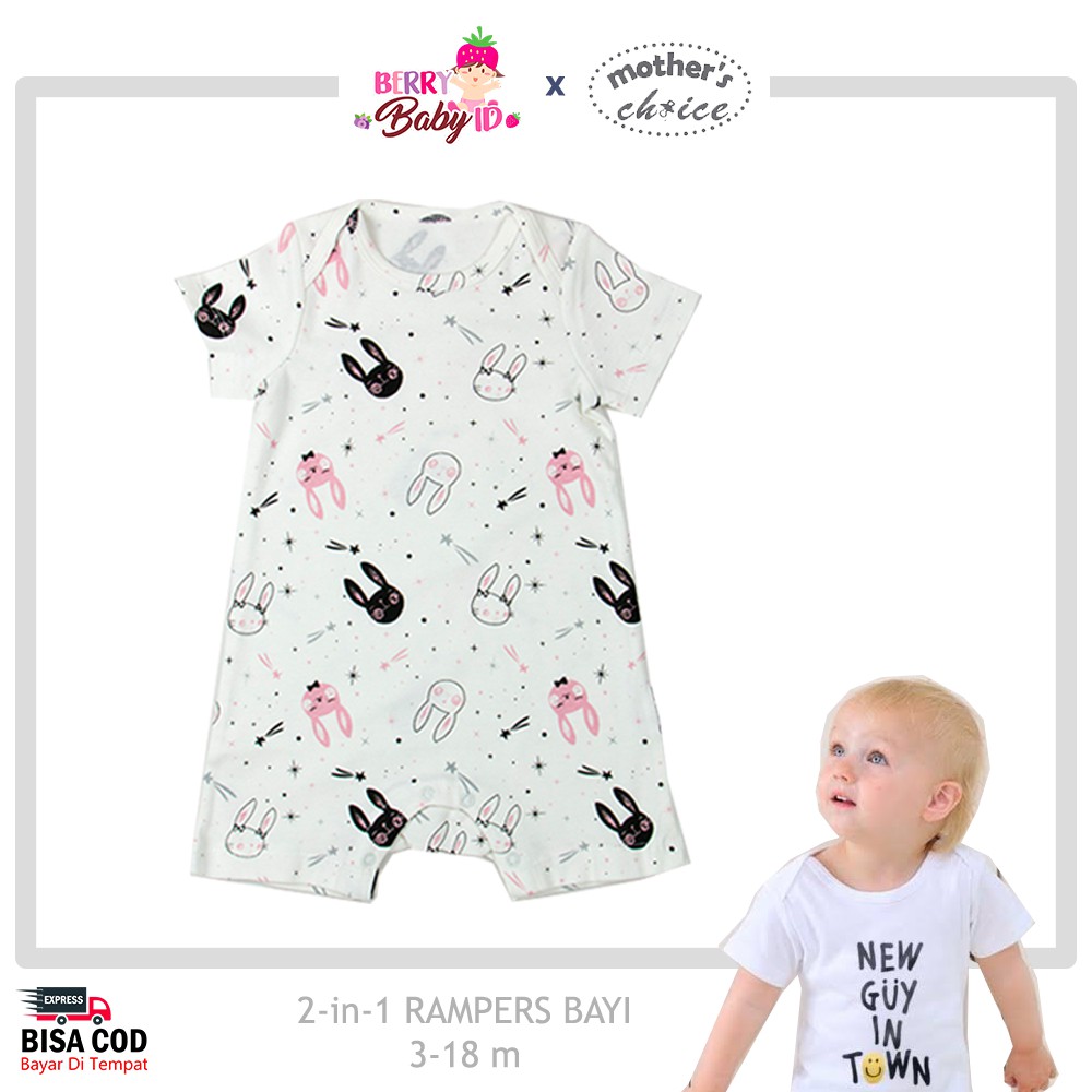 Mother's Choice 2 Pcs Jumper Bayi Rampers Baju Bayi Premium Katun MCH007 Berry Mart