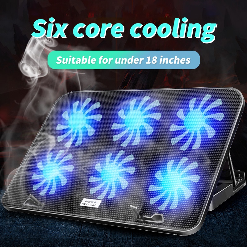 Cooling Pad Laptop 6 Fan Adjustable Stand  Kipas laptop gaming / Pendingin Laptop