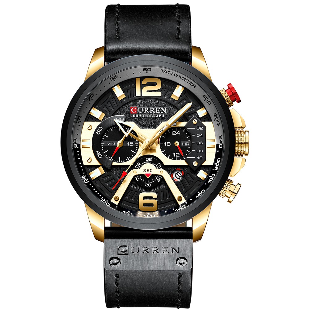 

Jam Tangan Pria CURREN Men'S Quartz Watch Multi-Function Dial Operation Leather Casual Watch + Box