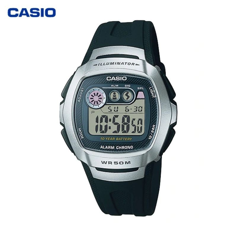 JAM TANGAN WANITA CASIO W-210-1A ORIGINAL - W210 HITAM SILVER