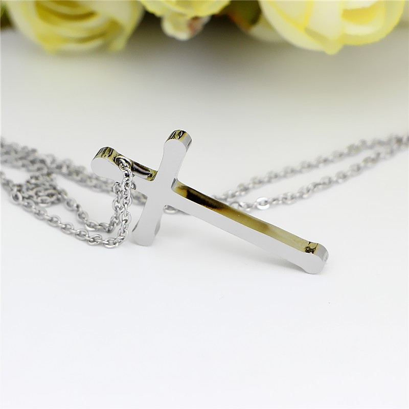 [New] Kalung fashion aksesoris titanium korea hadiah wanita cewek 316L anti karat KK090 salib