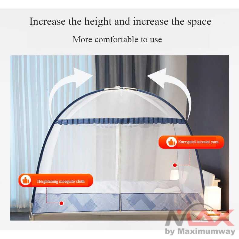 Faroot Jaring Anti Nyamuk Kelambu Kasur Tempat Tidur 120x200cm Rangka sudah termasuk, bisa dilipat kecil Mosquito Net Twin / Queen / King Foldable Simple Bedroom Bed Zipper Mosquito Net Double Door Opening Bedroom Home Textile Decor