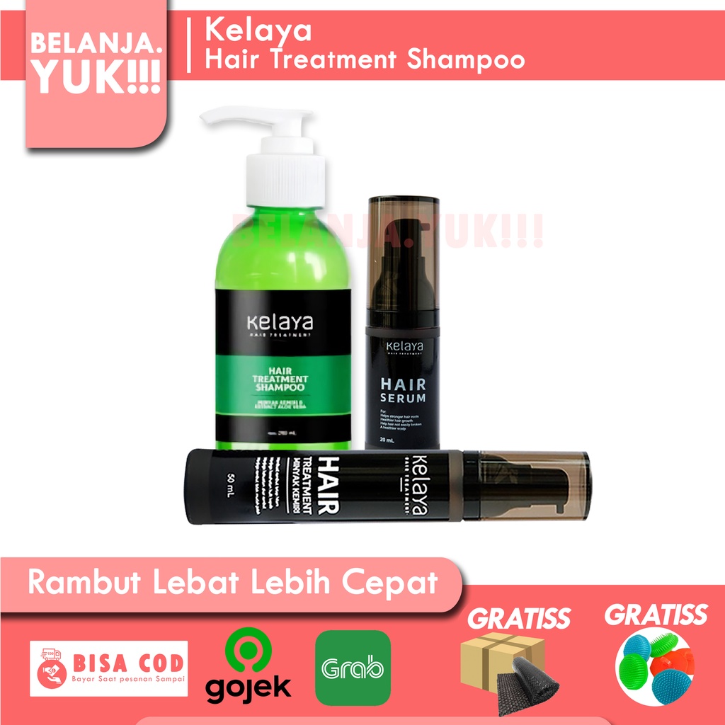 ORIGINAL Kelaya Hair Treatment Shampoo Shampo Botak Rontok Penumbuh Rambut (BELI 2 FREE 1)-1