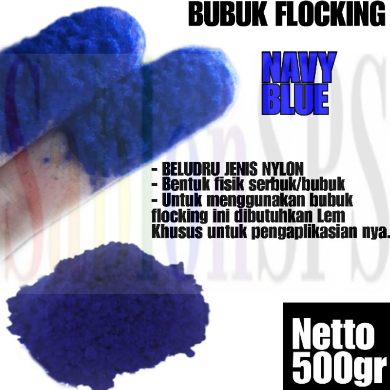 BUBUK FLOCKING NILON SABLON NAVY BLUE BLUDRU SERBUK NYLON 500gr