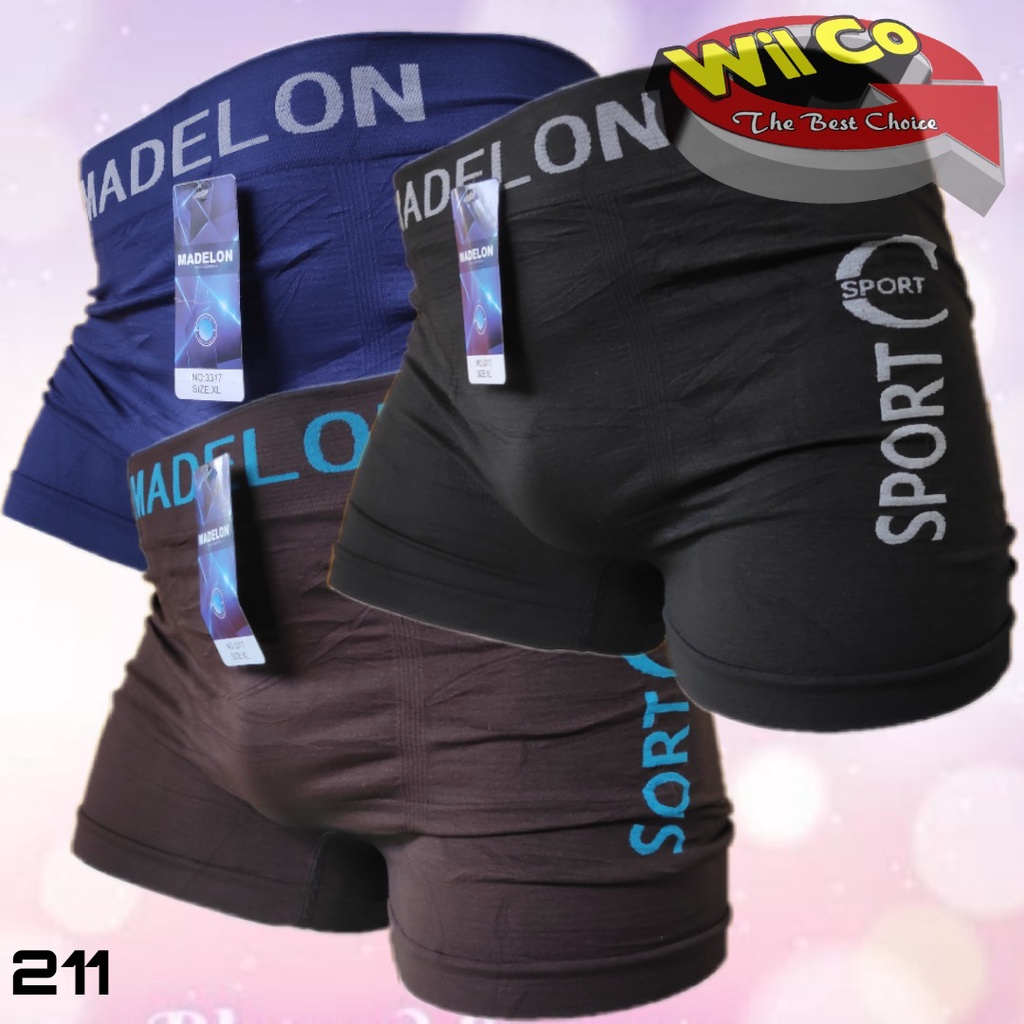 K211T - (HARGA PER 3 Pcs) CELANA DALAM BOXER PRIA MADELON SIZE M - XL