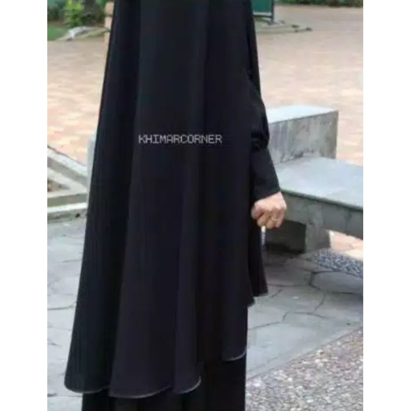 Best Deals New Product Khimar Syarii Jetblack Bolong Tangan / Cardigan / Boltang / Lengan Bolong /
