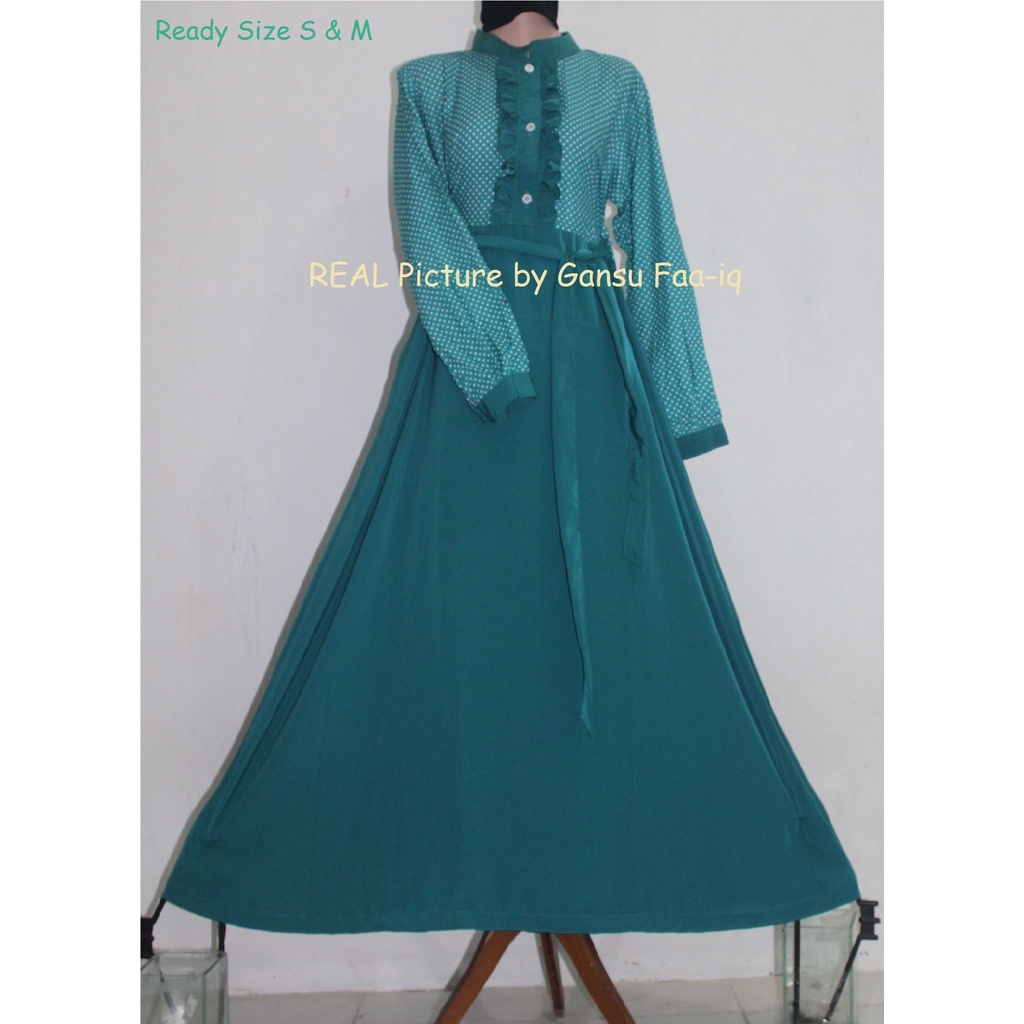 Gamis Toska Wolfis Polos Kombinasi Katun Motif Polkadot (New)