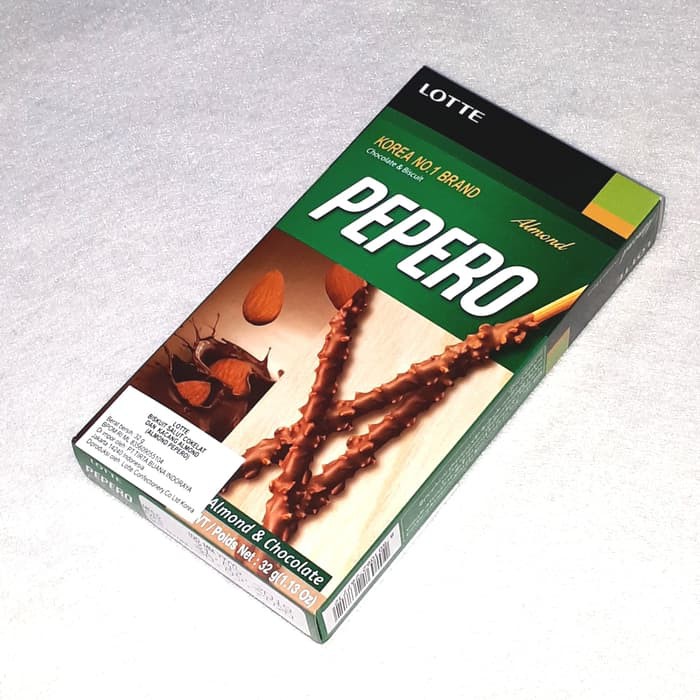 Lotte Pepero Almond Chocolate 32gr Lote Peppero Coklat Almon