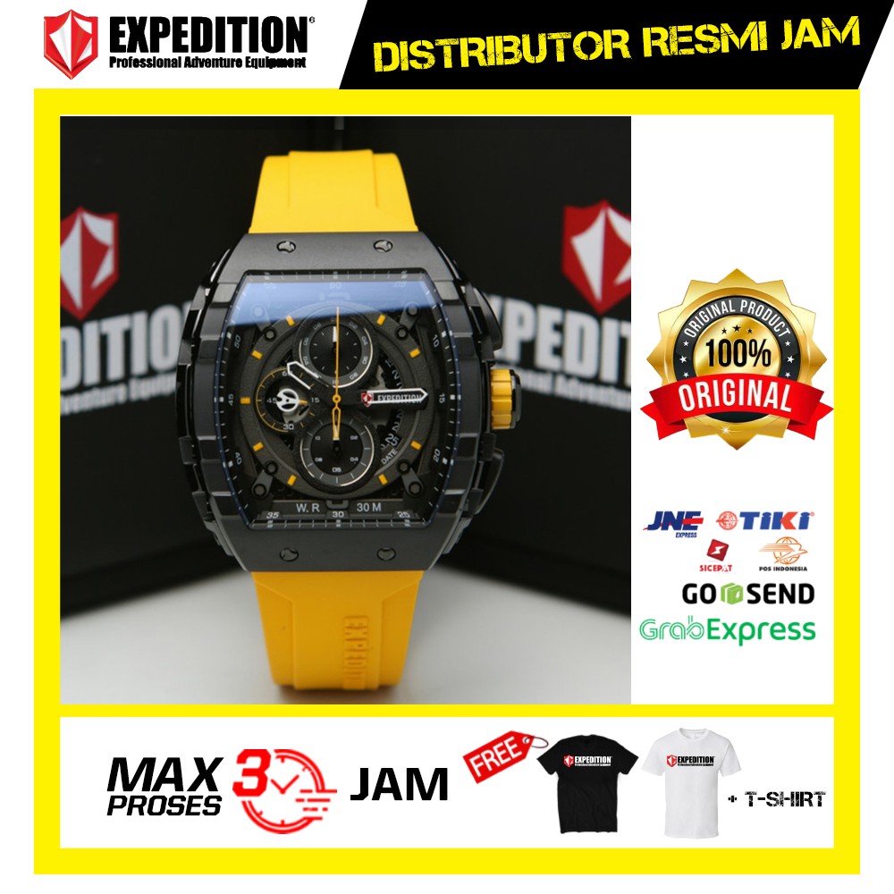 JAM TANGAN EXPEDITION E6782 BLACK YELLOW DIAL YELLOW. ORIGINAL