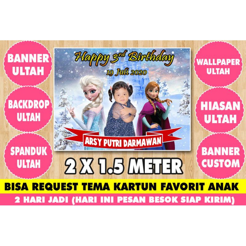 Banner Happy Birthday Backdrop Dekorasi  Perlengkapan Ulang 