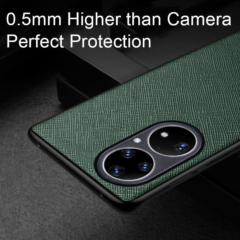 HUAWEI P50 PRO SOFT CASE CANVAS CROSS PATTERN COVER SILICONE SOFTCASE - BLACK