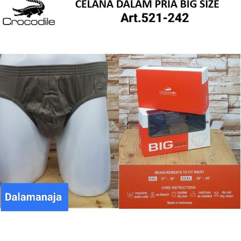 Crocodile Cd Pria KATUN BIG SIZE Brief Art.521-242 Sekotak Isi 3 pcs Original