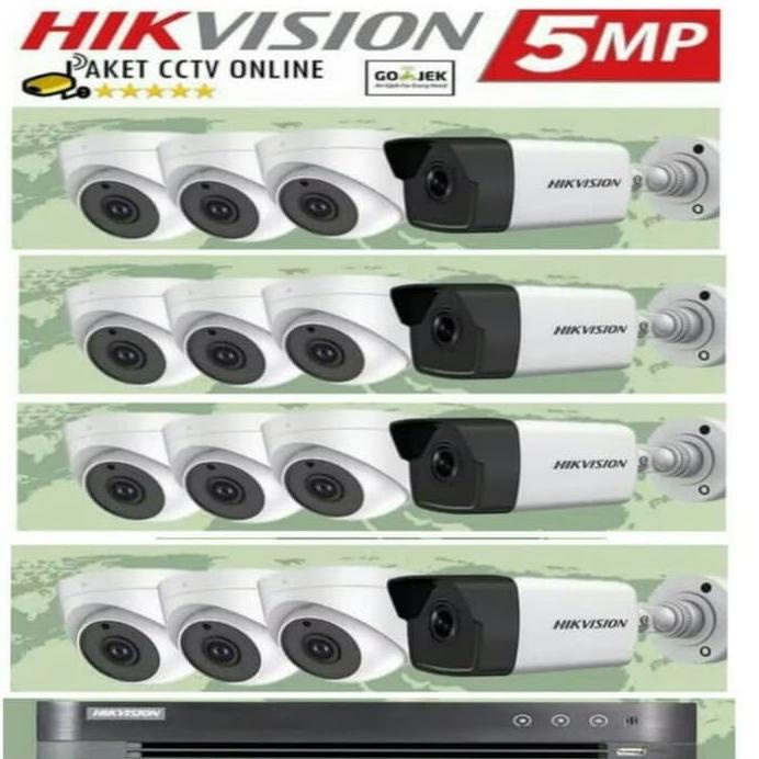 Paket Cctv Hikvision 16 Channel 8 Kamera Cctv 5Mp Hot R34A