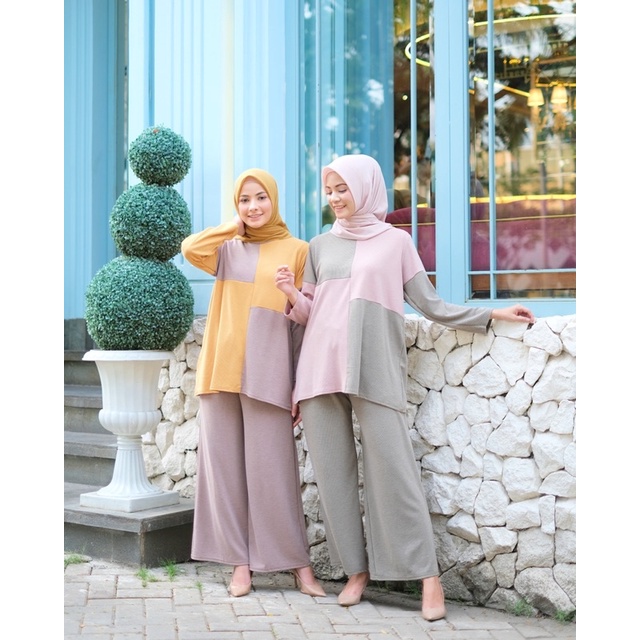 Ounadoutfit CAMELIA 04 oneset knit wanita kekinian premium / setelan knit wanita / oneset knit polos/ setelan celana wanita