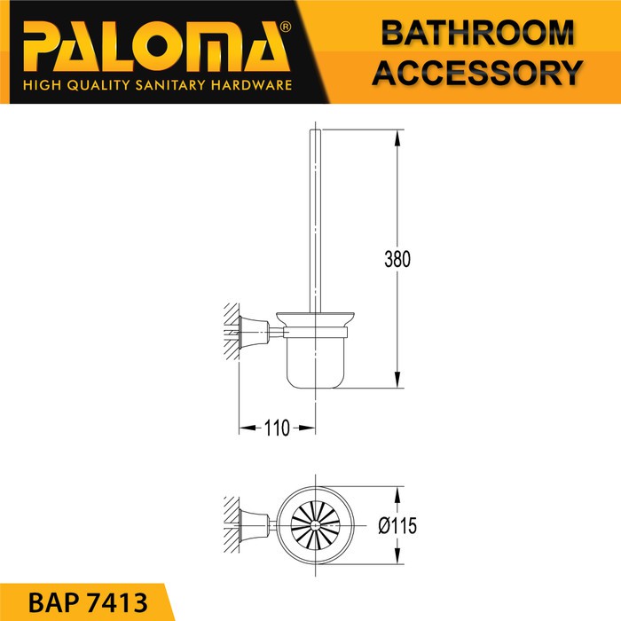 Toilet Brush &amp; Holder PALOMA BAP 7413 Tempat Sikat WC Kamar Mandi