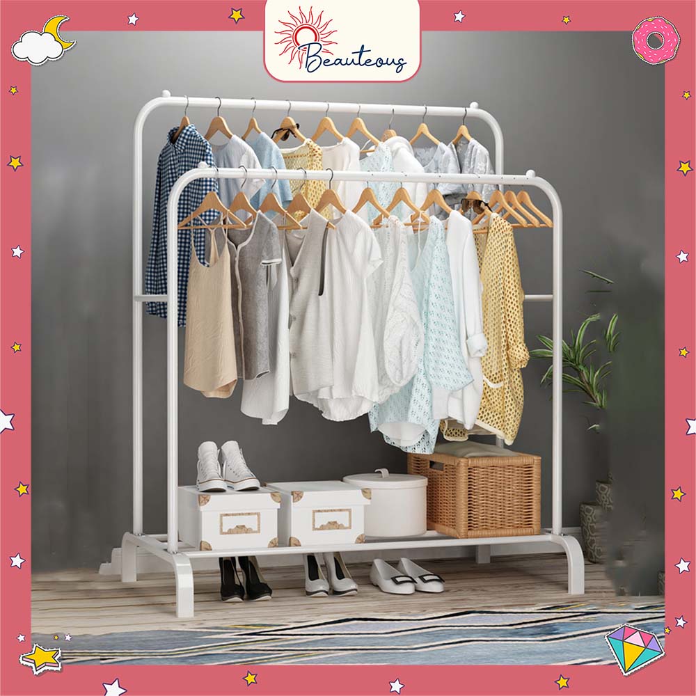 Rak Baju Stand Hanger Gawang Besi Single Double Rak Display Baju Butik