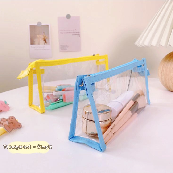 [MIDORI] Transparant &amp; Simple Pencil Case Pencil Pouch Tempat Pensil Bening Aesthetic - F0118