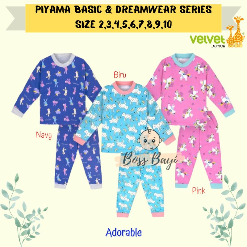 VELVET JUNIOR Piyama Anak / Setelan Oblong Panjang Celana Panjang size besar 4,5,6,7,8,9,10