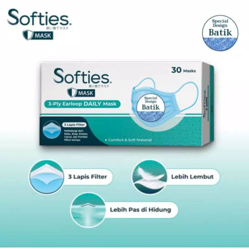Softies Masker 3 ply Medis Batik / Masker Softies 3 ply
