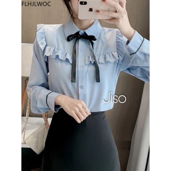 Jiso Blouse Big Size Ukuran Size S M L XL 2XL 3XL 4XL XXL XXXL  XXXXL 2L 3L 4L 5L  Atasan Blouse Wanita Jumbo Atasan Big Size Kemeja Kerja Korea Over Size