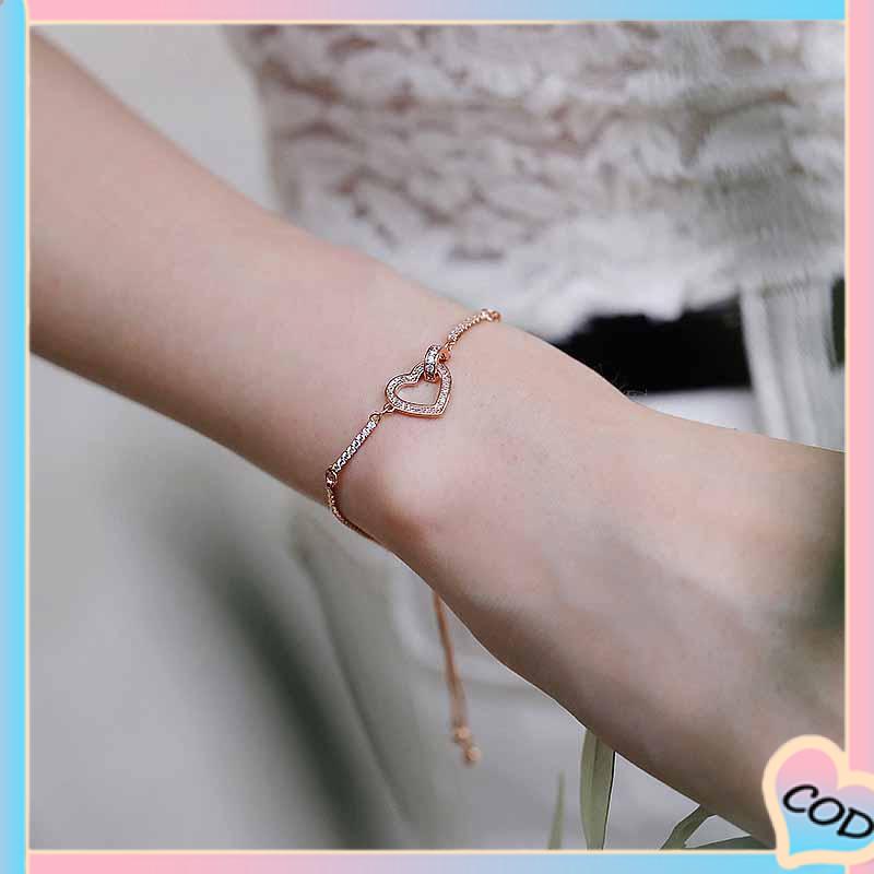 COD❤️ Gelang Liontin Bentuk Hati Wanita Mahasiswa Pacar Hadiah Perhiasan Sederhana-A.one