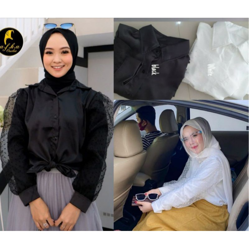 Kemeja lengan balon,organza