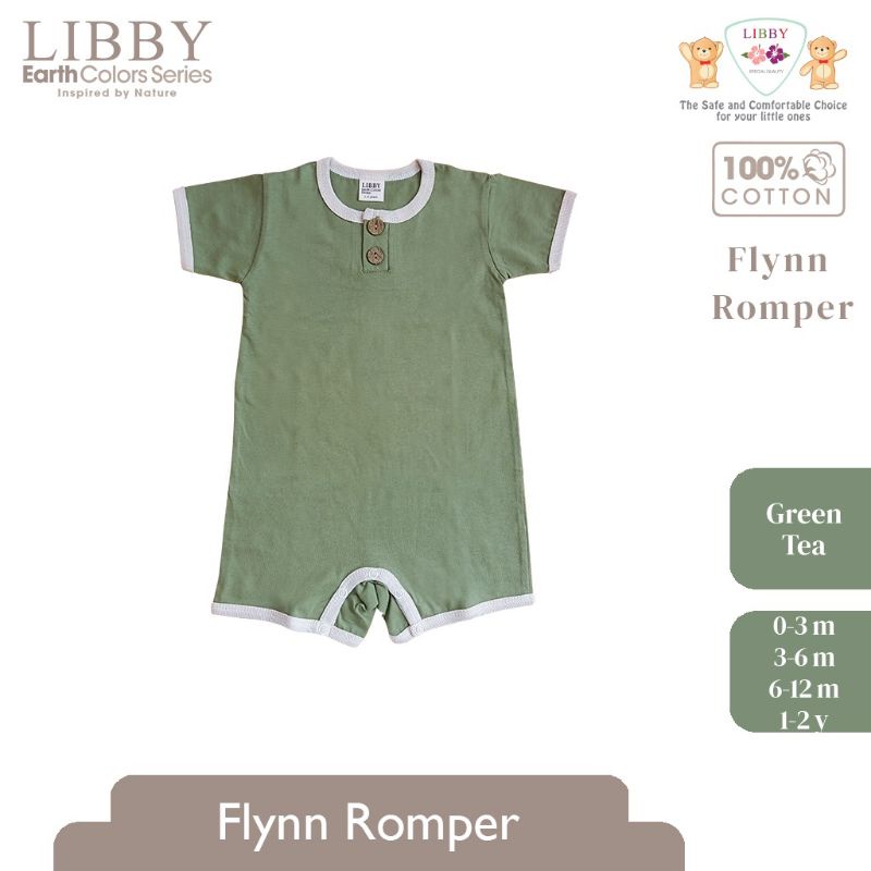Libby 0-2 Tahun Romper Earth Series Flynn Romper Anak Bayi Premium Quality-FLYNN Green Tea