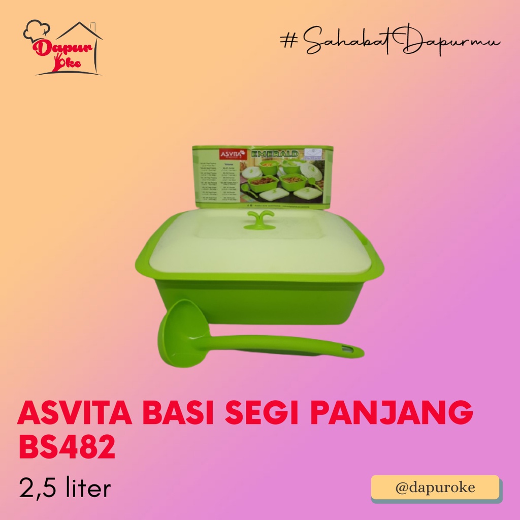 Asvita Basi Emerald Segi Panjang 2.5 Lt BS482 / Tempat Sayur